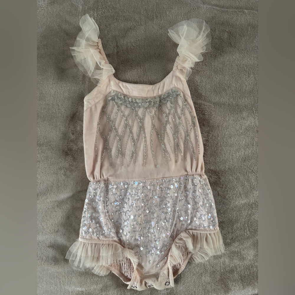 Tutu Du Monde Bebe "Showtime" Embellished Bodysuit Muted Pink | 18-24M